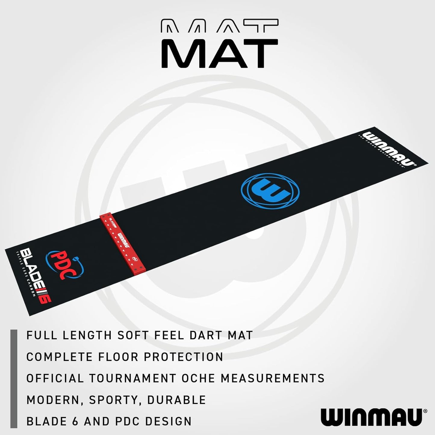 Darts Mat - Pro Zone Precision PVC Dart Mat with Raised Integrated Oche Line for Steel Tip - Floor Protection for Dart Board