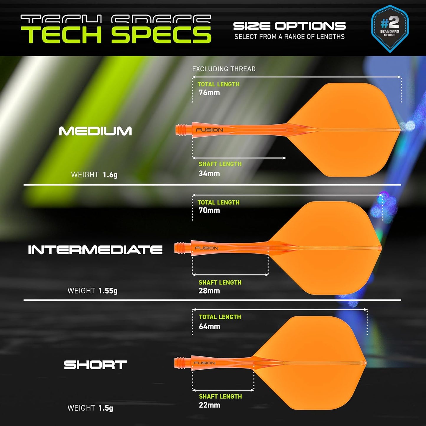 Fusion Intergrated Dart Flight and Shaft System - 1 Set per Pack (3 Flights and Shafts in Total)