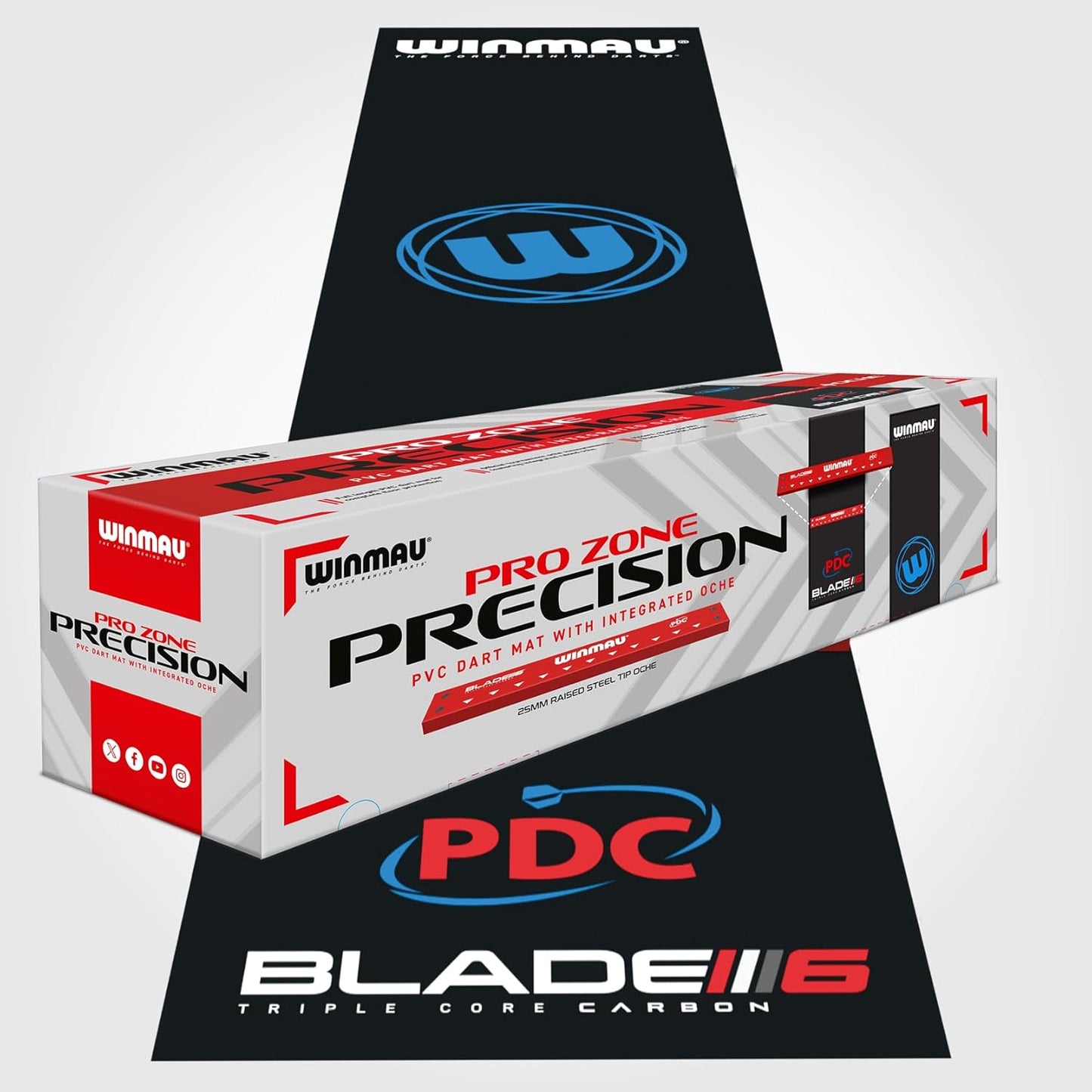 Darts Mat - Pro Zone Precision PVC Dart Mat with Raised Integrated Oche Line for Steel Tip - Floor Protection for Dart Board