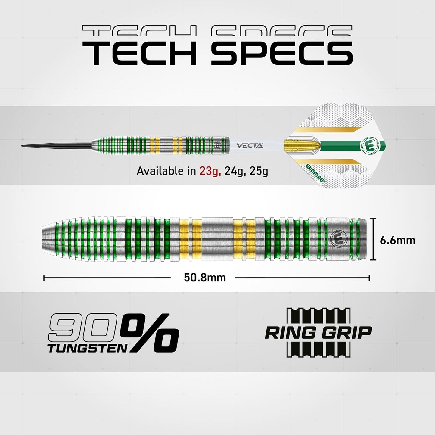 Darts Xenon Series 90% Professional Tungsten Darts Set with Dart Flights and Dart Shafts (Stems) - Available Weights 18G Soft Tip 23G, 24G and 25G Steel Tip