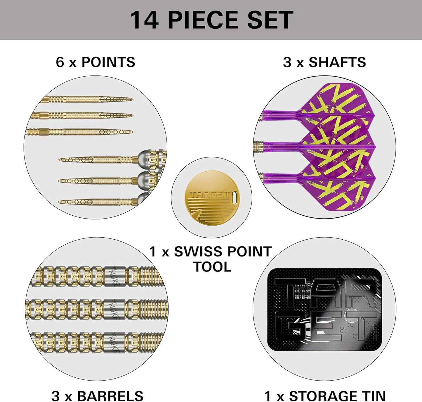 Darts Luke Littler Gen 1 Prodigy Steel Tip Swiss Point Darts, 90% Tungsten Darts, 22G/23G/24G | Generation 1 Gold Steel Tip Darts, G1 Player Edition Swiss Points Dart Sets, Flights and Shafts