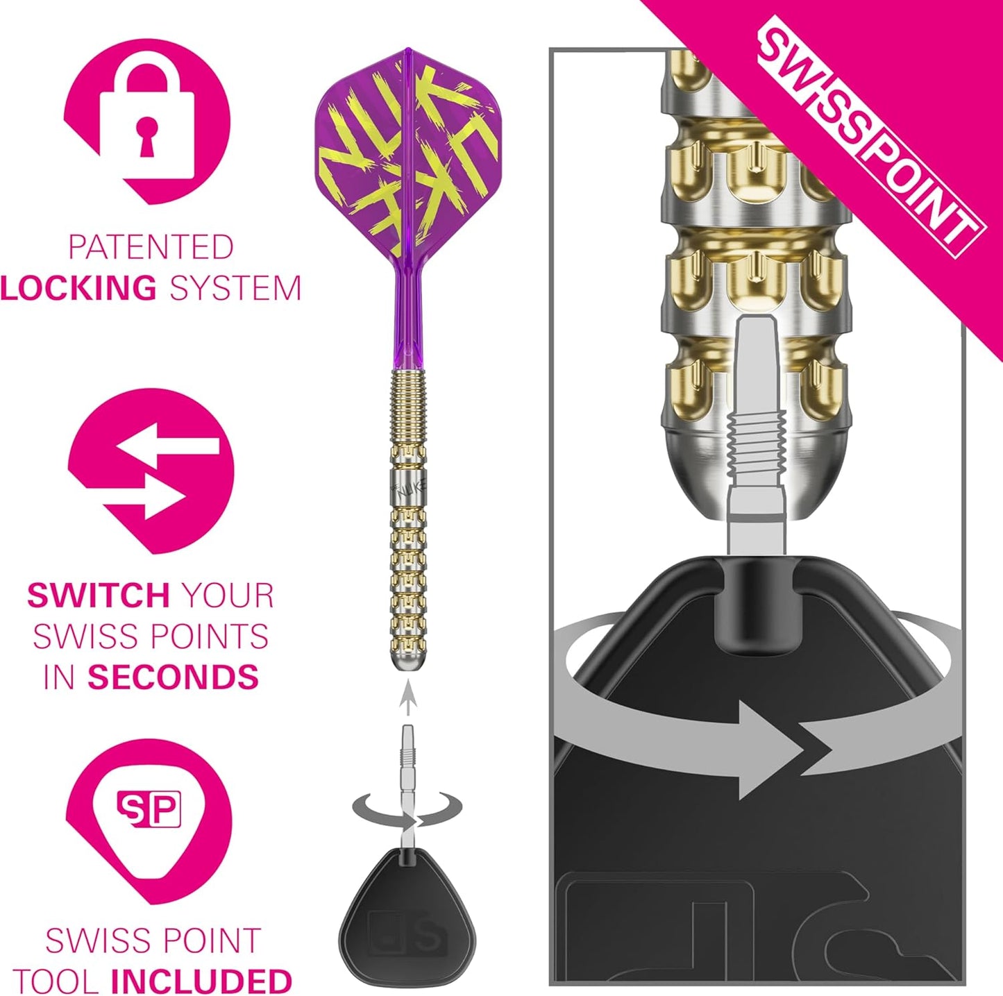 Darts Luke Littler Gen 1 Prodigy Steel Tip Swiss Point Darts, 90% Tungsten Darts, 22G/23G/24G | Generation 1 Gold Steel Tip Darts, G1 Player Edition Swiss Points Dart Sets, Flights and Shafts