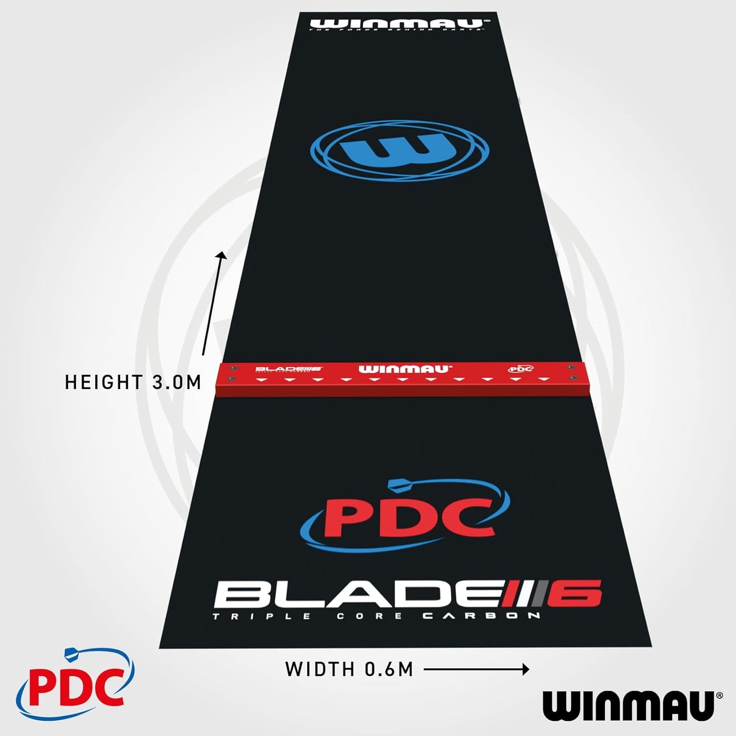 Darts Mat - Pro Zone Precision PVC Dart Mat with Raised Integrated Oche Line for Steel Tip - Floor Protection for Dart Board