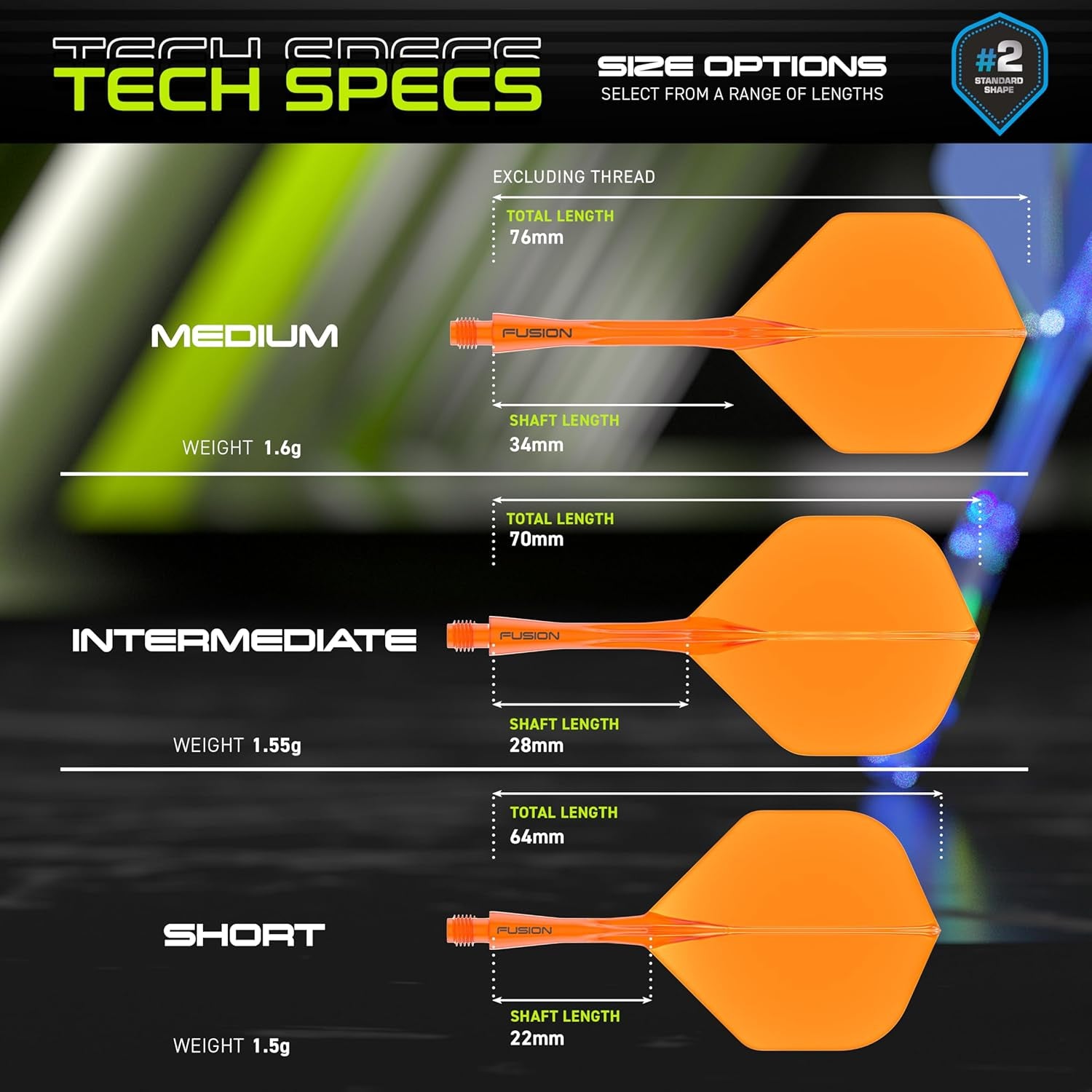 Fusion Intergrated Dart Flight and Shaft System - 1 Set per Pack (3 Flights and Shafts in Total)