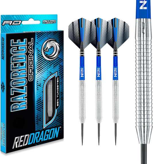 Razor Edge Original - Tungsten Professional Steel Darts with Flights and Shafts – Available in 20G, 21G, 23G, 24G, 26G, 28G, 29G, 30G, 33G