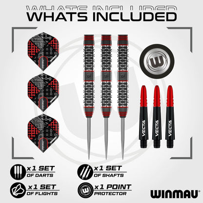 Darts Cypher Series 90% Professional Tungsten Darts Set with Dart Flights and Dart Shafts (Stems) - Available Weights 18G Soft Tip 22G, 24G and 26G Steel Tip