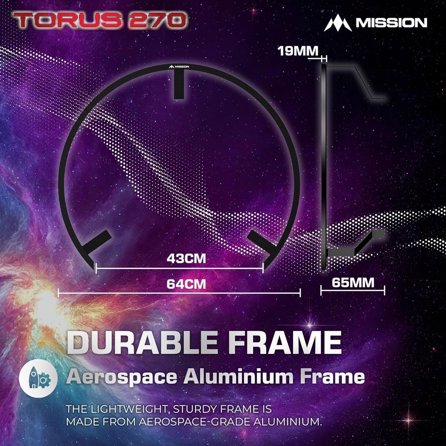 Torus 270 | Dart Board LED Lighting System with Easy Access to Dartboard Area for Unrestricted Play, Sand Blasted Black, Red, Blue, Green, Purple, Bronze and Silver Colours