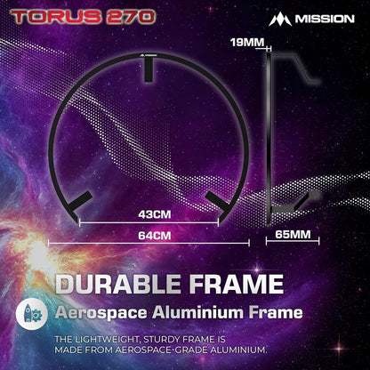 Torus 270 | Dart Board LED Lighting System with Easy Access to Dartboard Area for Unrestricted Play, Sand Blasted Black, Red, Blue, Green, Purple, Bronze and Silver Colours