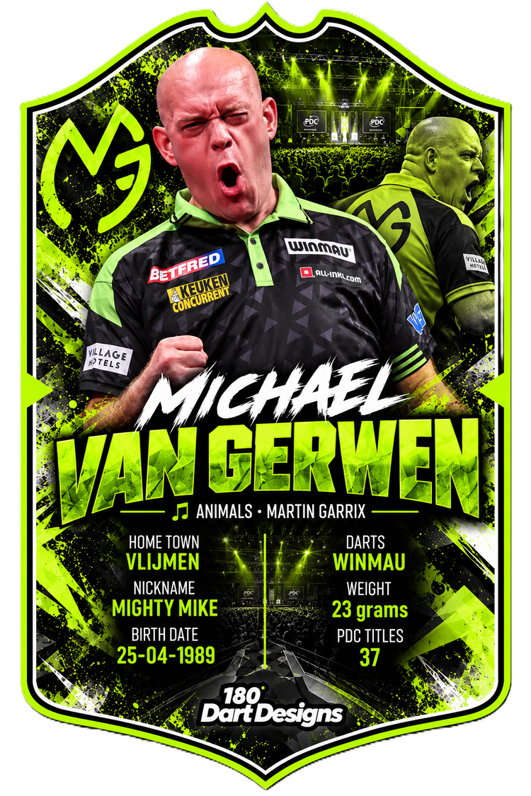 Michael van Gerwen Mighty Mike darts player card A3 Foamex print by 180DartDesigns