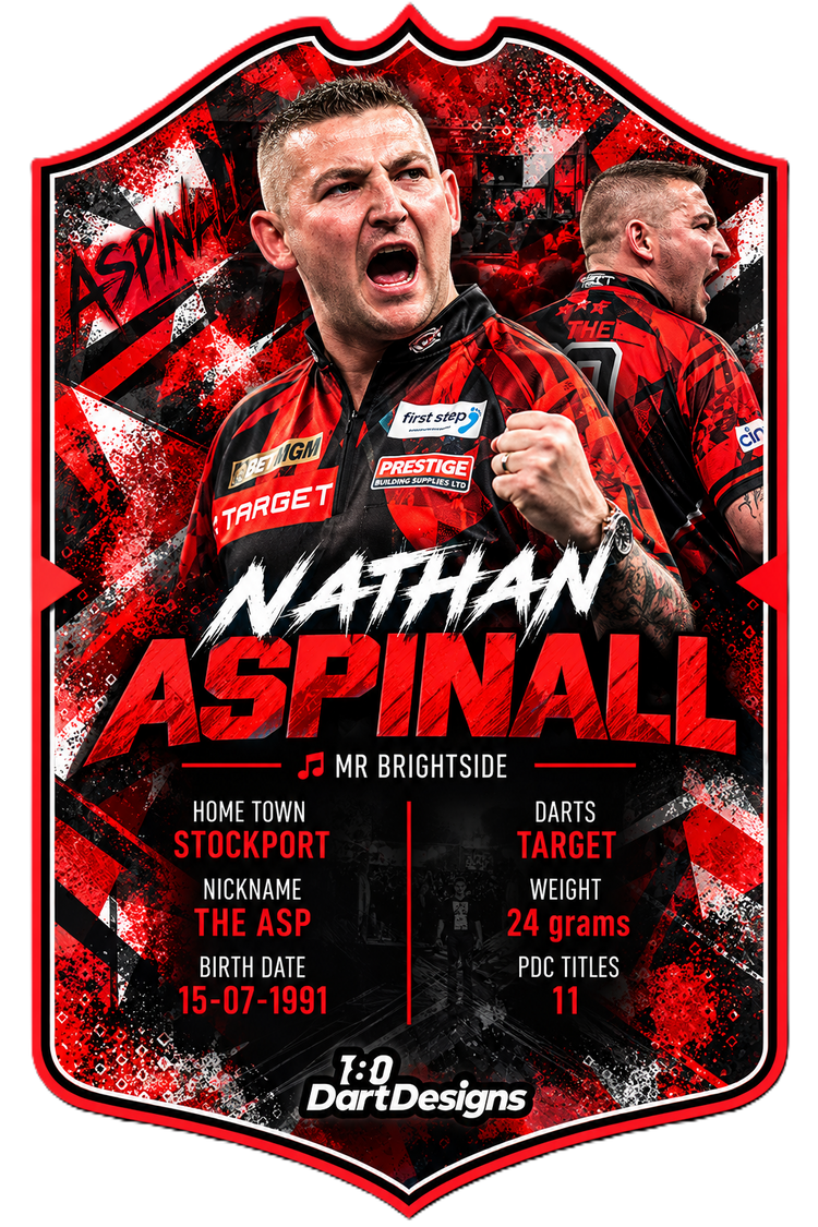 Nathan Aspinall The Asp darts player card A3 Foamex print by 180DartDesigns