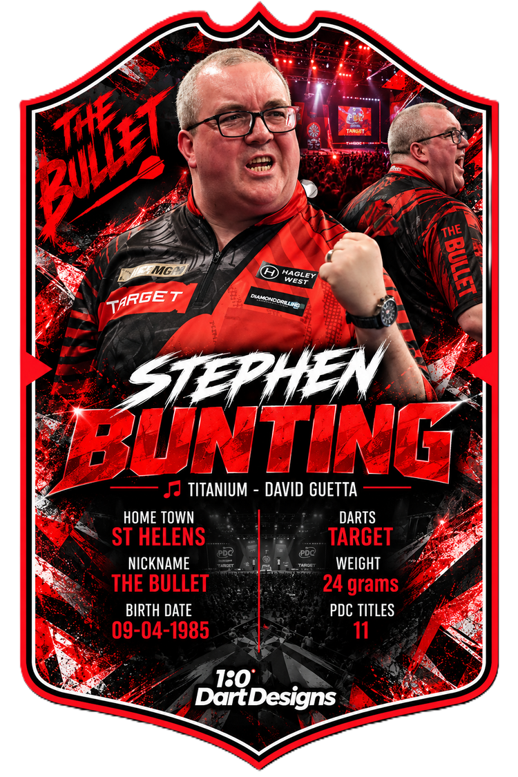 Stephen Bunting The Bullet darts player card A3 Foamex print by 180DartDesigns